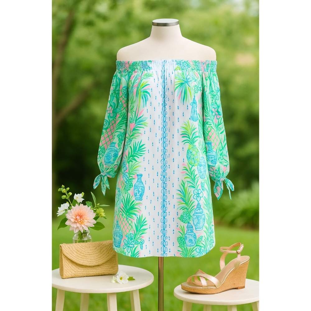 Lilly Pulitzer Women's Maryellen Off-the-shoulder Dress Resort White Size M